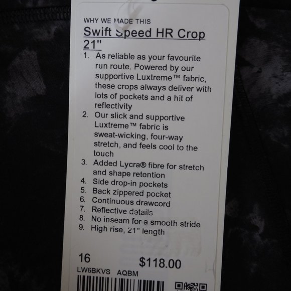 Lululemon Women's Swift Speed High-Rise Crop 21" Legging Aquila Black Multi - Picture 15 of 15